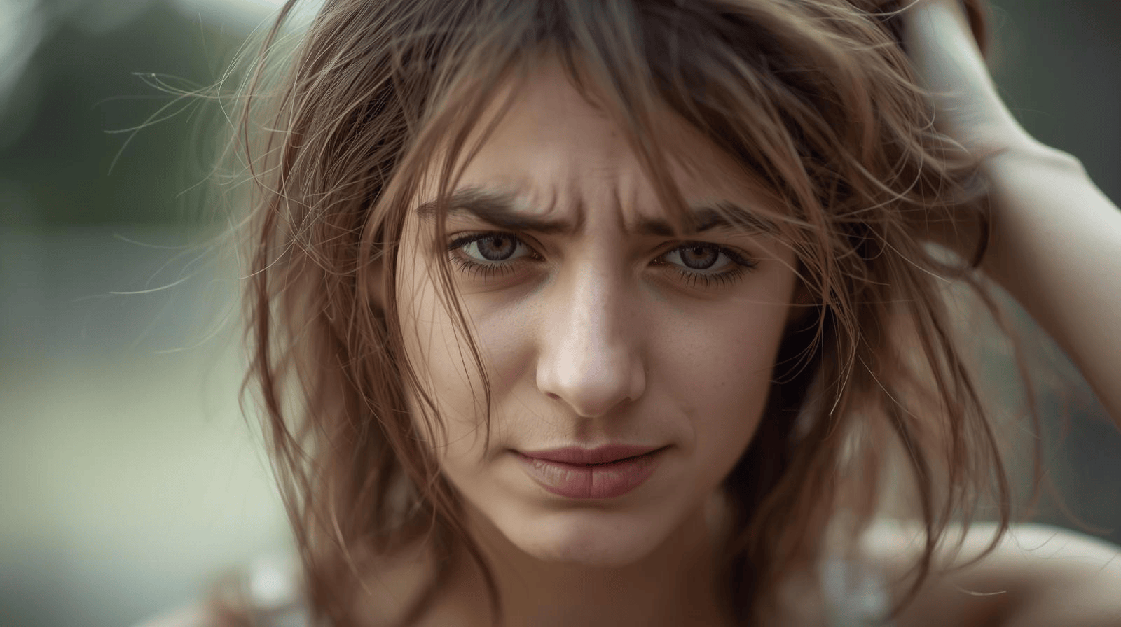 Photo of a woman with frizzy hair